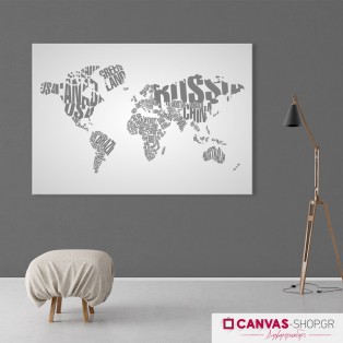 Παγκόσμιος χάρτης με τα ονόματα χωρών, πίνακας σε καμβά