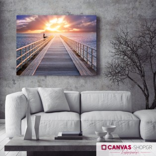 Αποβάθρα-Ηλιοβασίλεμα , πίνακας σε καμβά