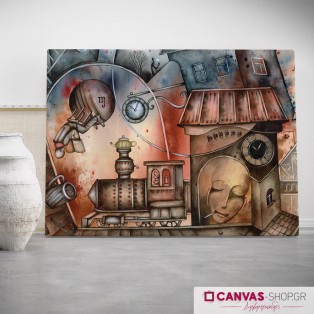 Μια ατμομηχανή όνειρο , πίνακας σε καμβά