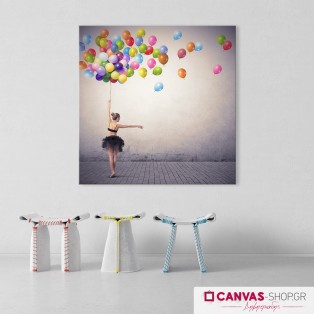 Μπαλαρίνα με Μπαλόνια , πίνακας σε καμβά