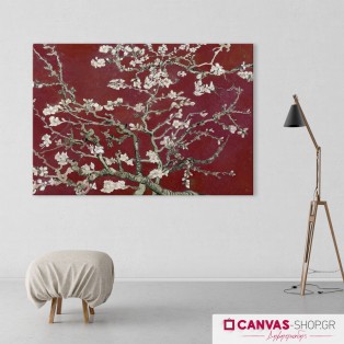 Vincent van Gogh: Ανθισμένη Αμυγδαλιά (Βαθύ Κόκκινο), πίνακας σε καμβά