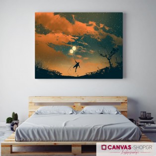 Πετώντας με Μπαλόνια , πίνακας σε καμβά