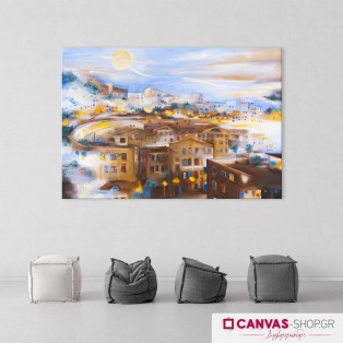 Πόλη, πίνακας σε καμβά