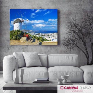 Ανεμόμυλος στη Μύκονο, πίνακας σε καμβά