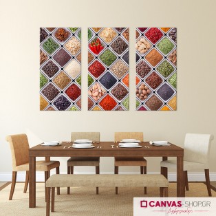 Διάφορα Μπαχαρικά, τρίπτυχος πίνακας σε καμβά